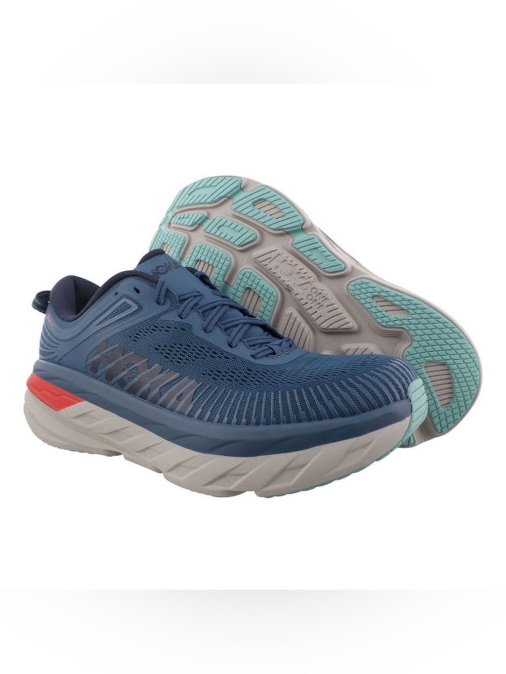 HOKA Bondi 7 Mens Shoes Size 8, Color: Real Teal/Outer Space size 14.2 E